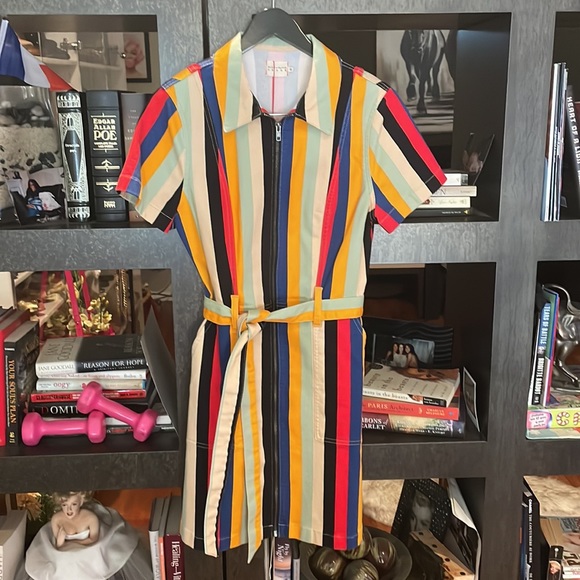 Super versatile Bohemian striped denim belted dress, Size 10! Alice + Olivia! - Picture 10 of 16